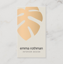 Rose Gold Monstera Leaf Business Card - Logo Evolution, Maura Reed