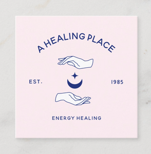 Energy healer, Mystic healing hands star and moon business card  by Maura Reed- Logo Evolution