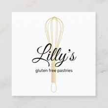 Gold Pastry Chef Whisk Bakers, Bakery Business card - Logo Evolution - Maura Reed