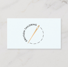Gold Sewing Needle Seamstress, Tailor Business Card  - Logo Evolution by Maura Reed