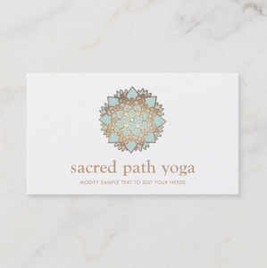 Blue Lotus Mandala Yoga Teacher  Business Card -Maura Reed, Logo Evolution