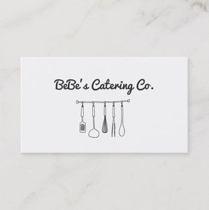 Hand drawn Personal Chef Kitchen Cooking Utensils Business Card  - Maura Reed, Logo Evolution