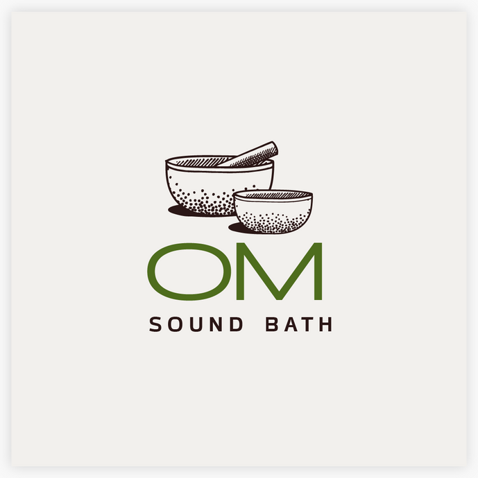 Hand Drawn Sound Bath, Tibetian Singing Bowls Premade Logo - Logo Evolution